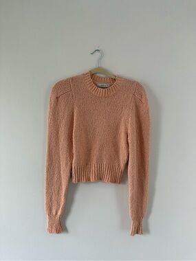Zara Knit Blush Pink Cropped Sweater | Balletcore Coquette Puff Sleeve | Size S